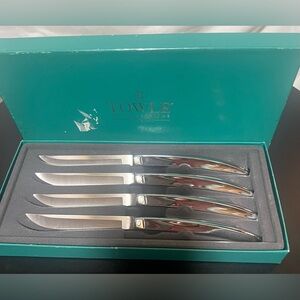IOB Vintage Towle Silversmiths Stainless Steak Knives Set of 4 Made in USA SHARP